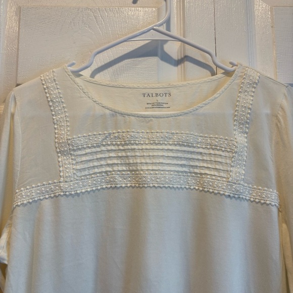 Talbots Cream Quarter Length Sleeve T-Shirt - Size Large - Picture 2 of 6